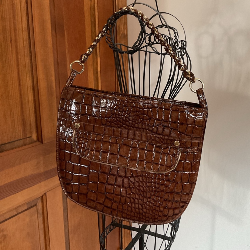 GIANNI BINI CROCODILE EMBOSSED HANDBAG. - Picture 8 of 10